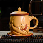 Yixing Purple Yellow Clay Fish & Dragon Tea Cup