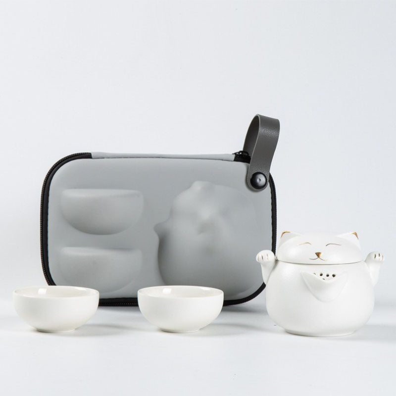 Maneki Neko Lucky Cat Travel Tea Set
