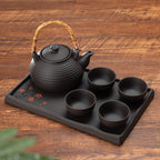 Japanese Clay Tea Set With Warmer And Tray