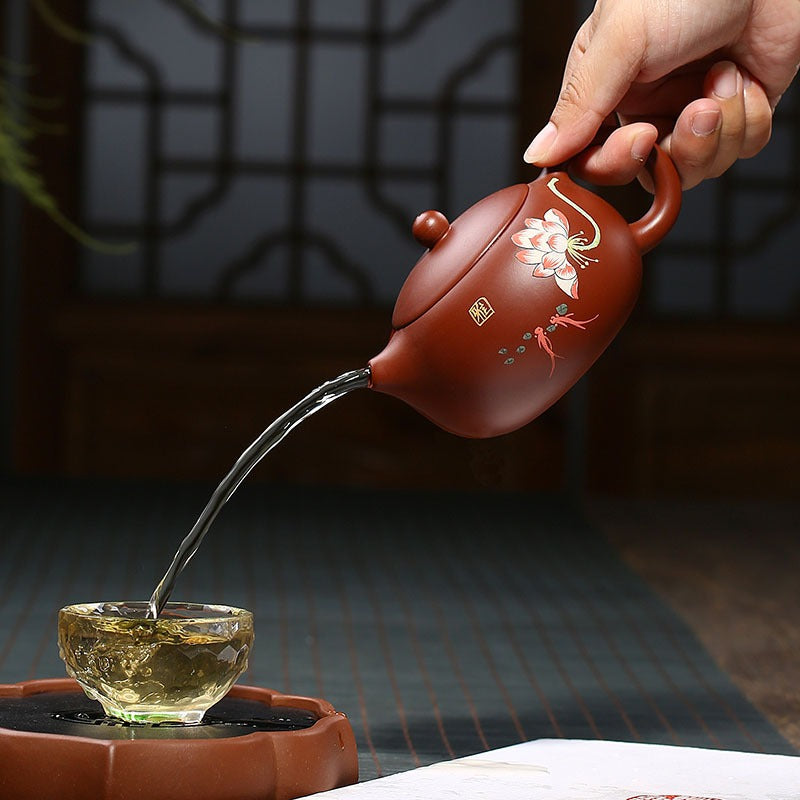 Yixing Red Clay Xi Shi Lotus Teapot
