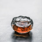 Ice Block Glass Gongfu Tea Cup With Saucer