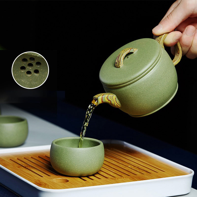 手工宜兴绿泥茶具