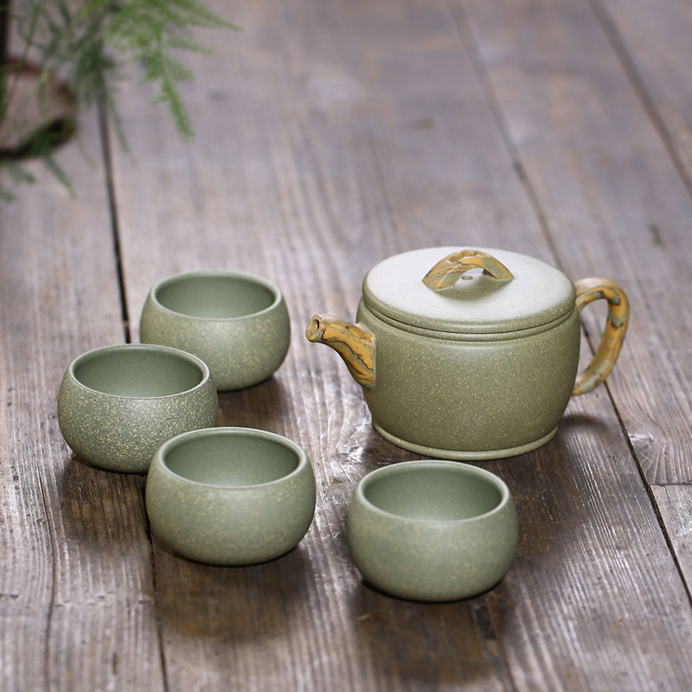 手工宜兴绿泥茶具
