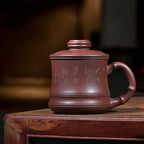 Purple Clay Bamboo Tea Cup With Infuser