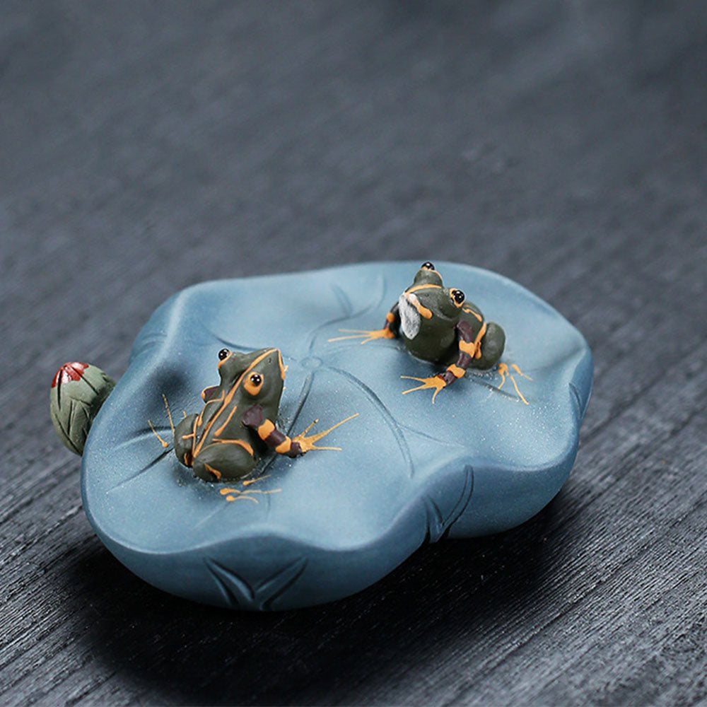 Yixing Clay Lotus Leaf With Frogs Tea Pet