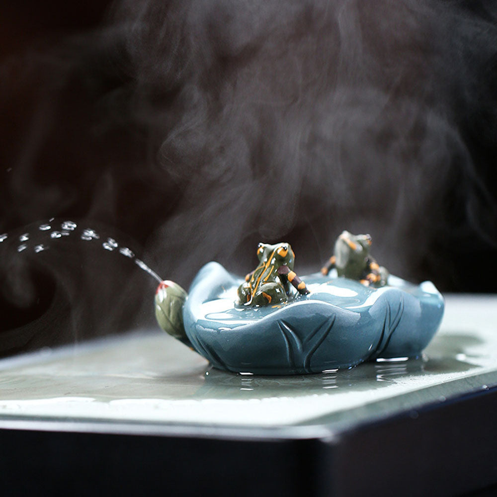 Yixing Clay Lotus Leaf With Frogs Tea Pet