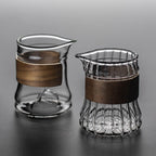 Stripes Glass Fair Cup With Bamboo Handle