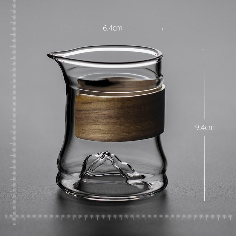 Stripes Glass Fair Cup With Bamboo Handle