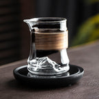 Stripes Glass Fair Cup With Bamboo Handle