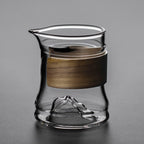 Stripes Glass Fair Cup With Bamboo Handle