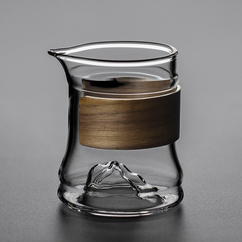 Stripes Glass Fair Cup With Bamboo Handle