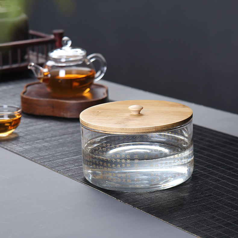 Heart Sutra Glass Tea Washer With Lid