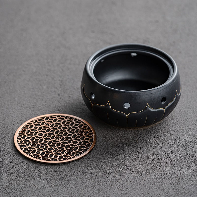 Black Ceramic Lotus Teapot Warmer