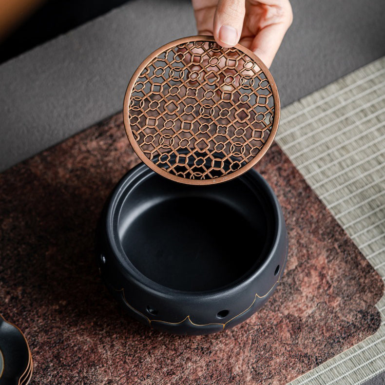Black Ceramic Lotus Teapot Warmer