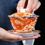 Enamel Porcelain Dragon Phoenix Gaiwan