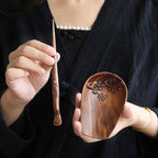 Walnut Wood Cha He With Tea Needle