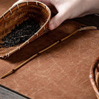 Bamboo Weaving Dustpan Tea Holder With Spoon