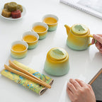 Mountain and River White Clay Modern Tea Set