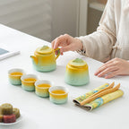 Mountain and River White Clay Modern Tea Set
