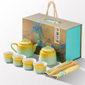 Mountain and River White Clay Modern Tea Set
