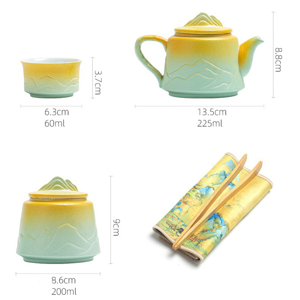 Mountain and River White Clay Modern Tea Set