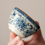 Blue And White Ruyao Twig Flowers Chinese Tea Set