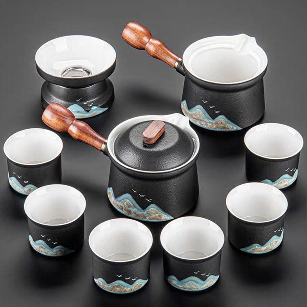 Mountains And Birds Ceramic Modern Tea Set