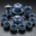 Ice Crack Blue Ceramic Chinese Tea Set