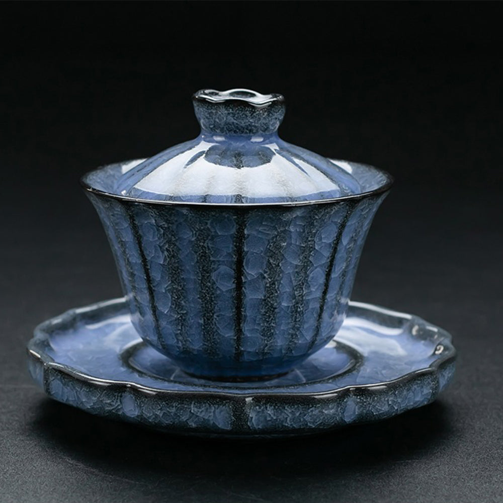 Ice Crack Blue Ceramic Chinese Tea Set