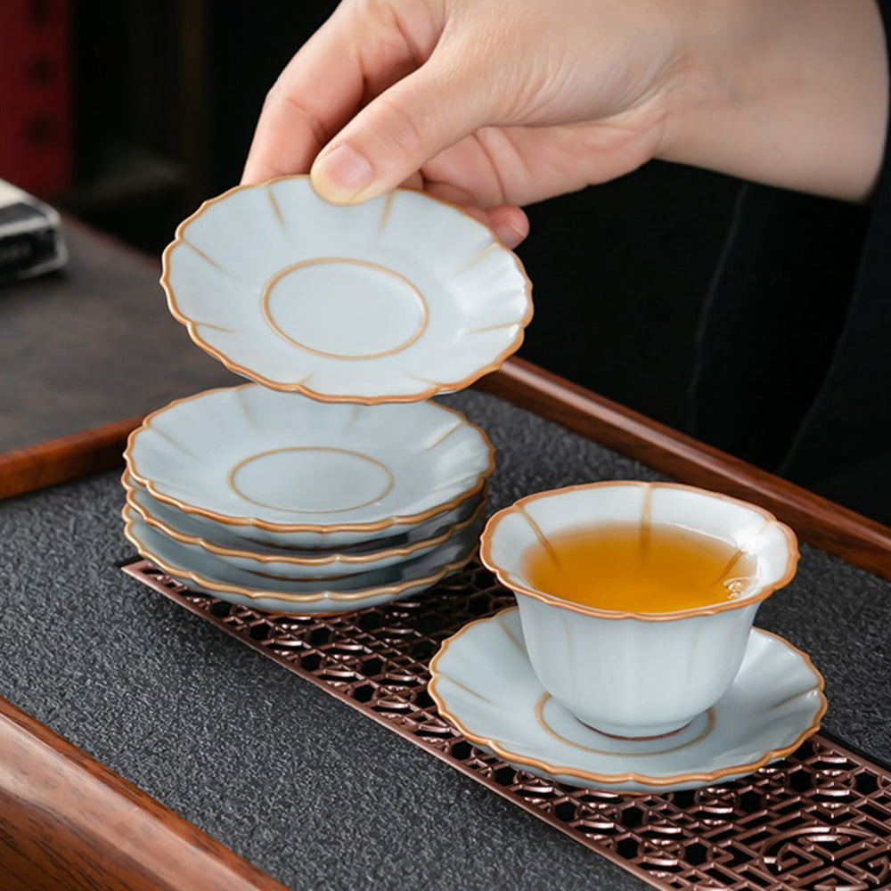 Ruyao Flower Chinese Tea Set With Sauser