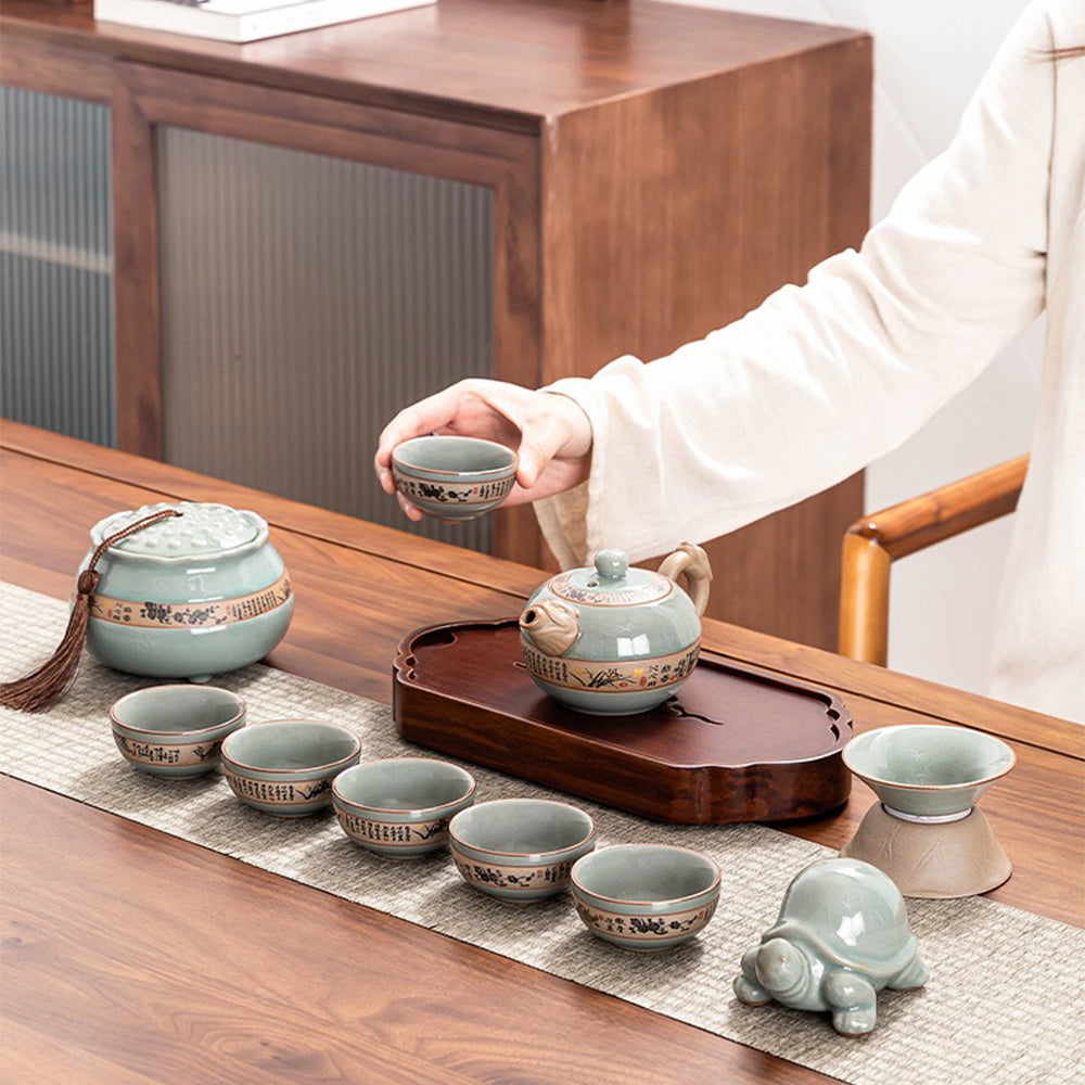 Ice Crack Geyao Chinese Tea Set With Gift Box