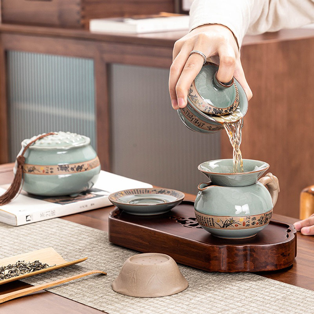 Ice Crack Geyao Chinese Tea Set With Gift Box
