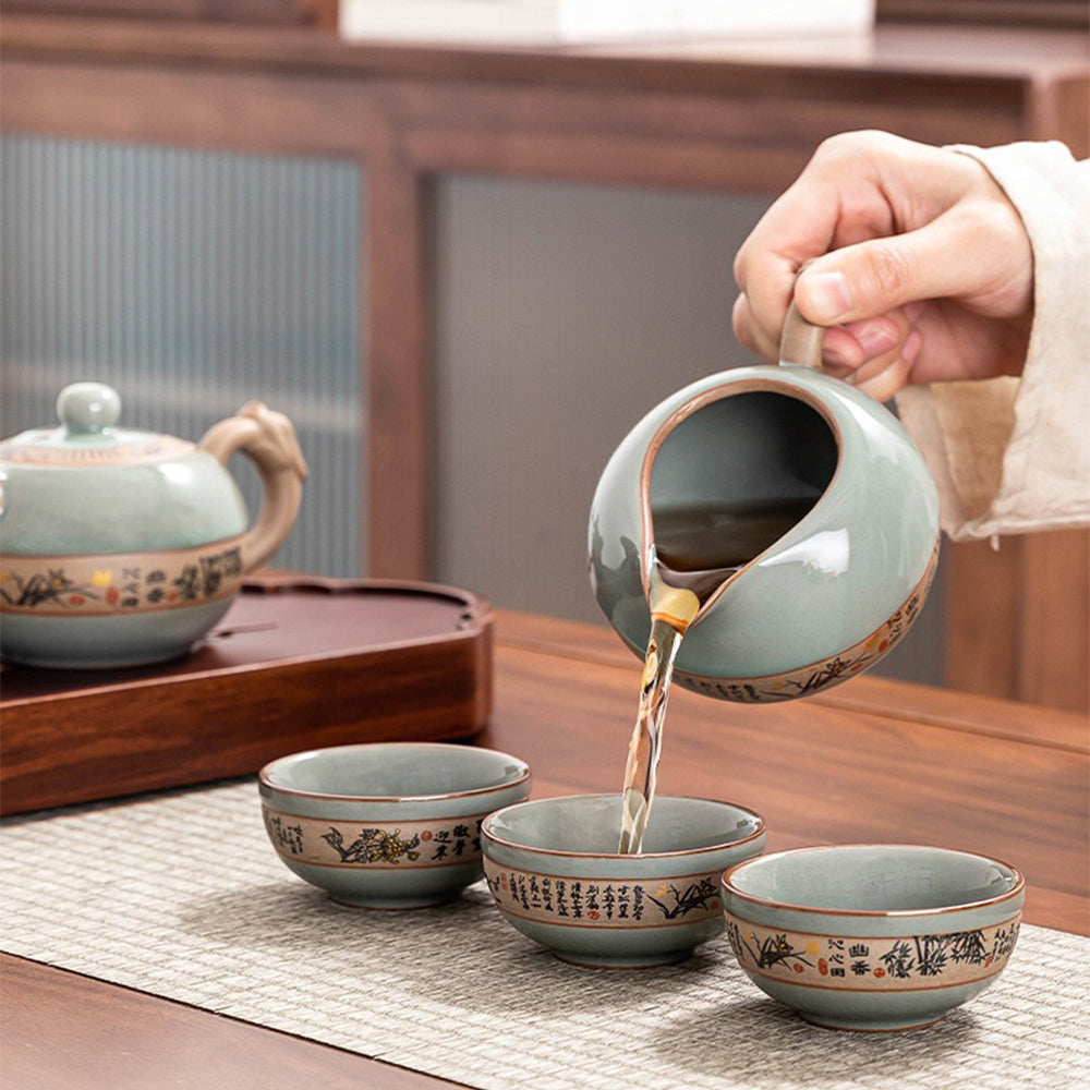 Ice Crack Geyao Chinese Tea Set With Gift Box