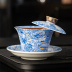 Silver Dragon Enamel Porcelain Gaiwan
