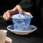 Silver Dragon Enamel Porcelain Gaiwan