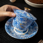 Silver Dragon Enamel Porcelain Gaiwan