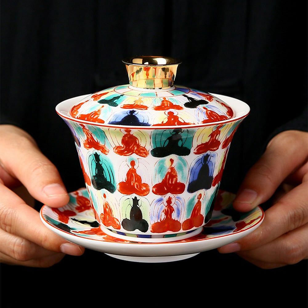 Buddhas Enamel Porcelain Gaiwan