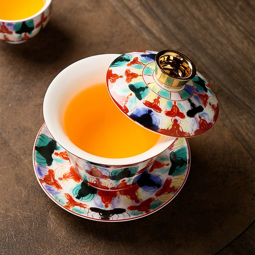 Buddhas Enamel Porcelain Gaiwan