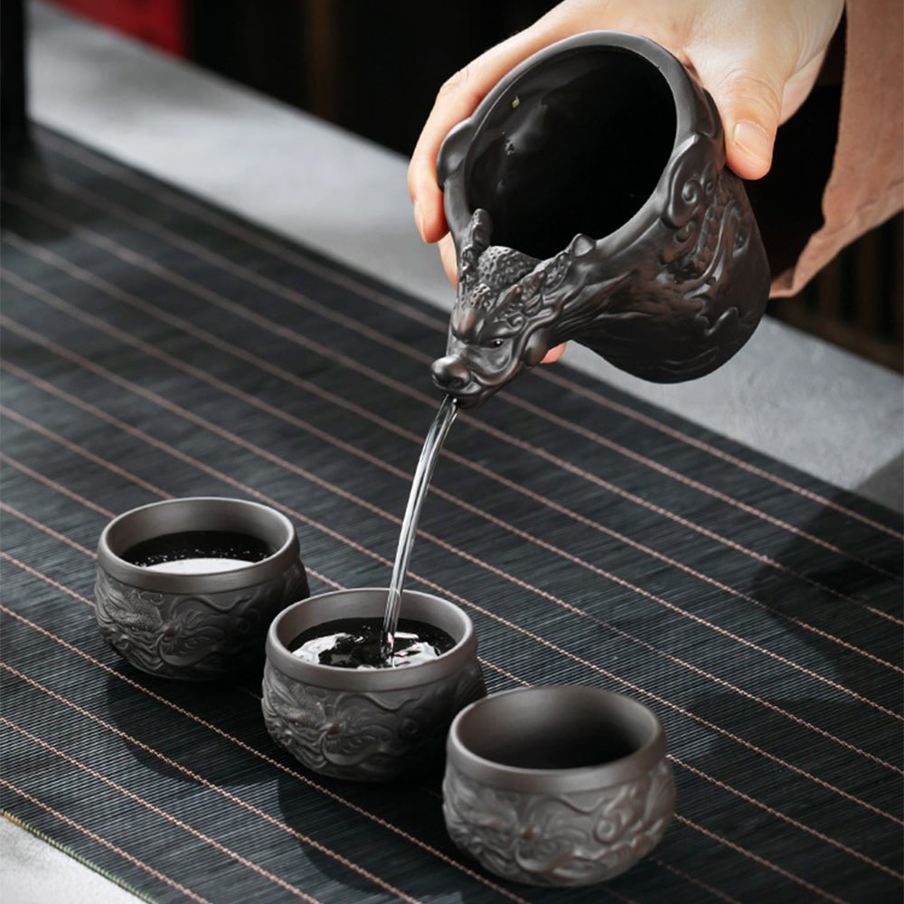 Yixing Purple Clay Dragon Tea Set