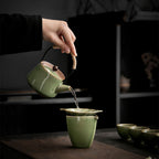 Japanese Celadon Banana Leaf Tea Set