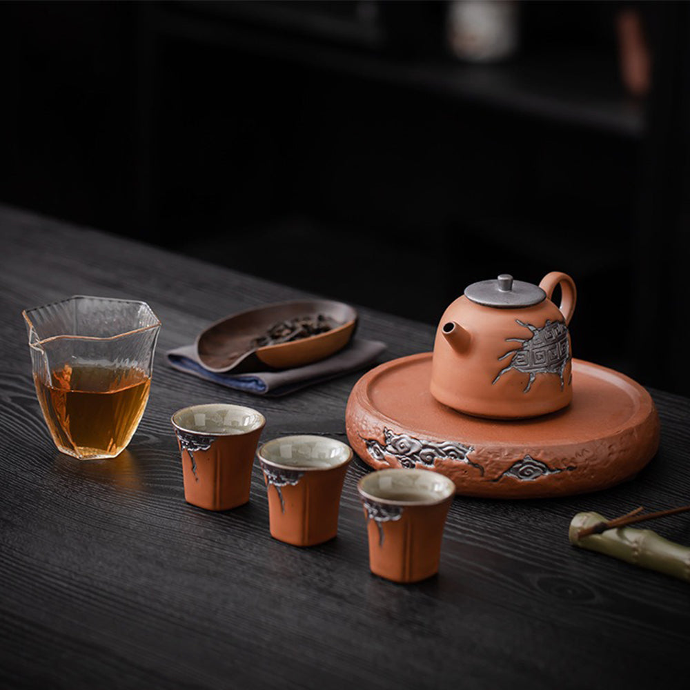 Japanese Auspicious Clouds Pottery Tea Set