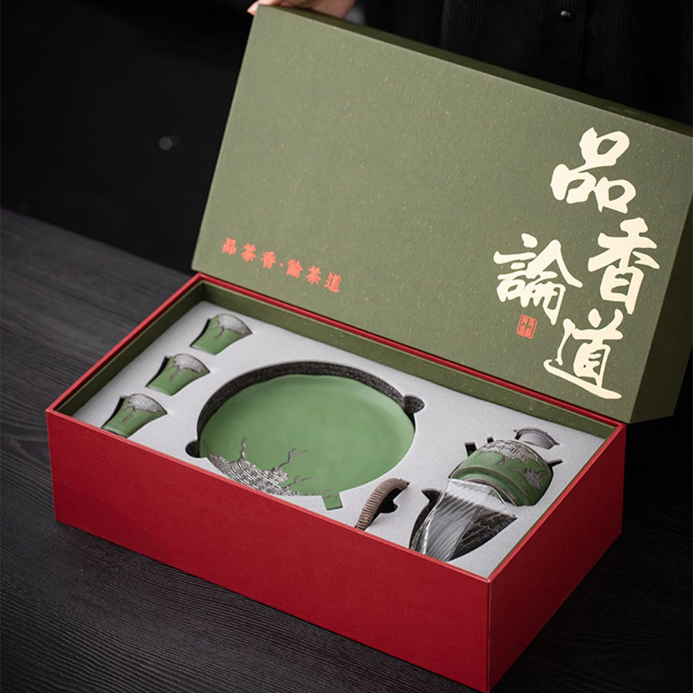 Japanese Green Pottery Tea Set