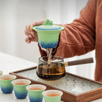 Japanese Mountains And Seas Pottery Tea Set