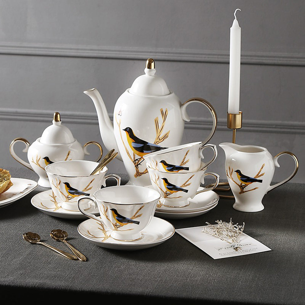 British Bone China Magpie Modern Tea Set