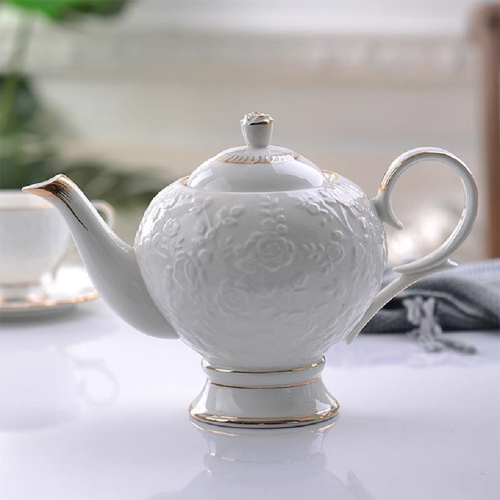 Rose Engraving Bone China Tea Set