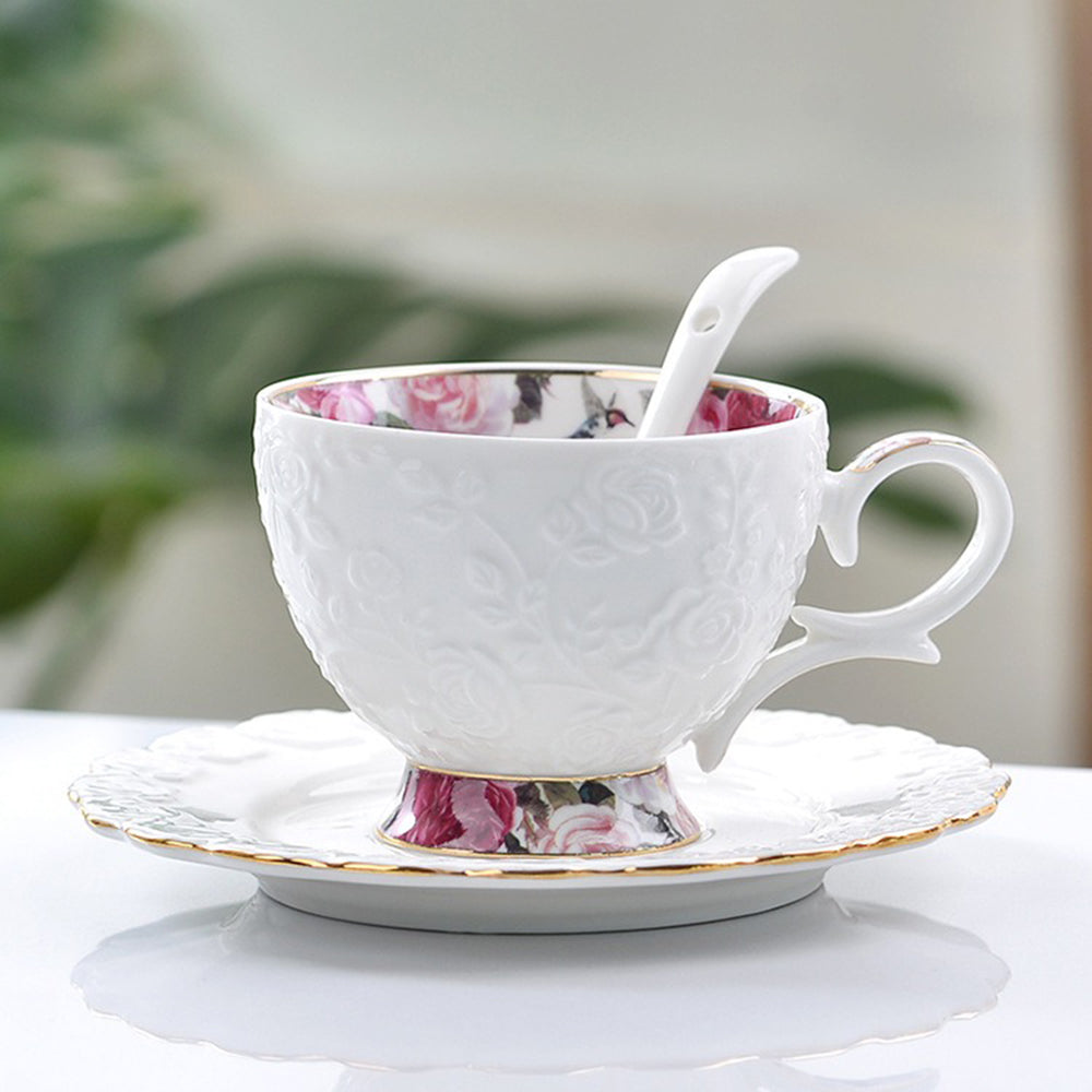 Rose Engraving Bone China Tea Set