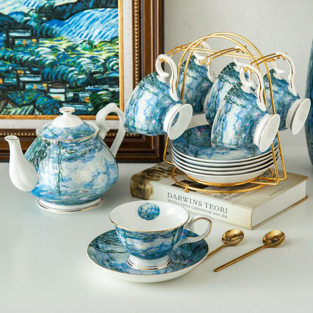 莫奈睡莲骨瓷茶具