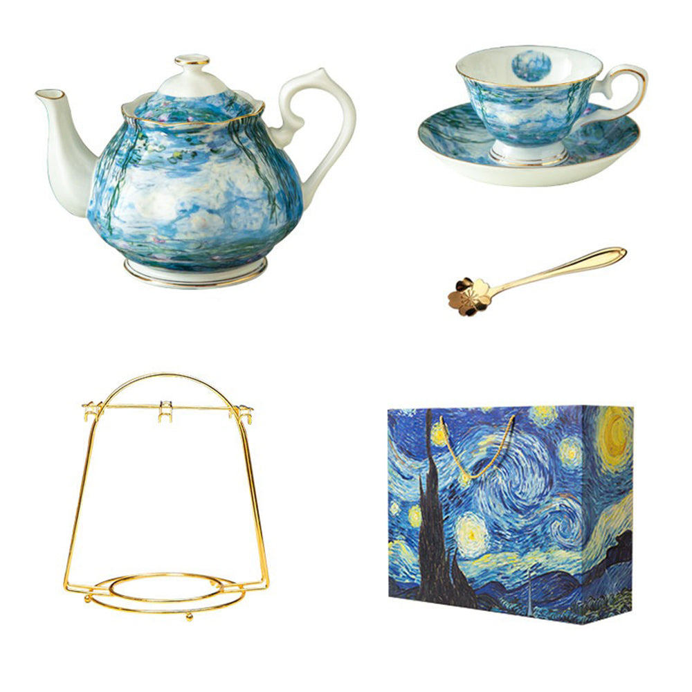 莫奈睡莲骨瓷茶具