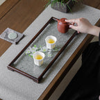 胡桃木玻璃波纹茶盘