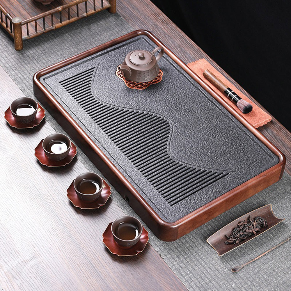 实木黑石茶盘